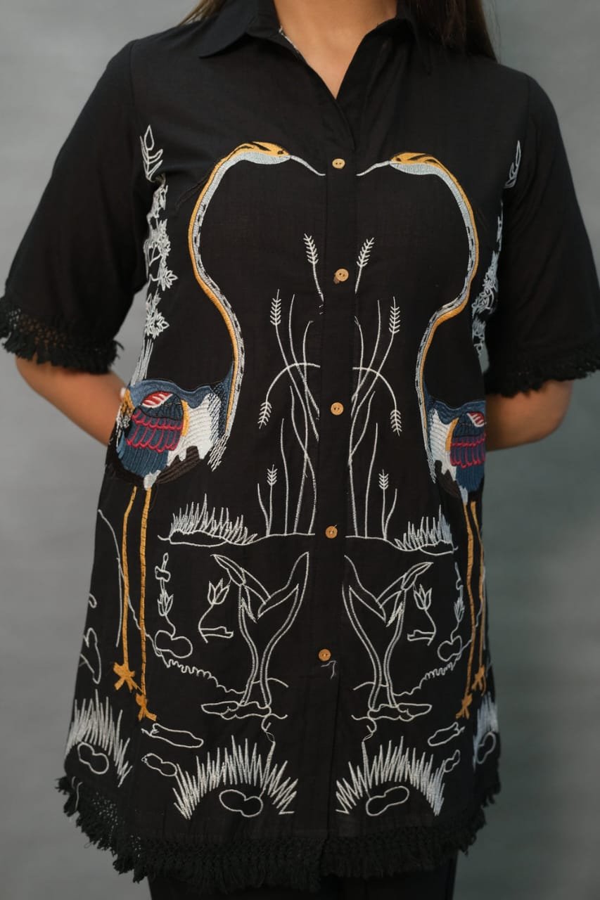 Black Coord Set with Elegant Embroidery Work